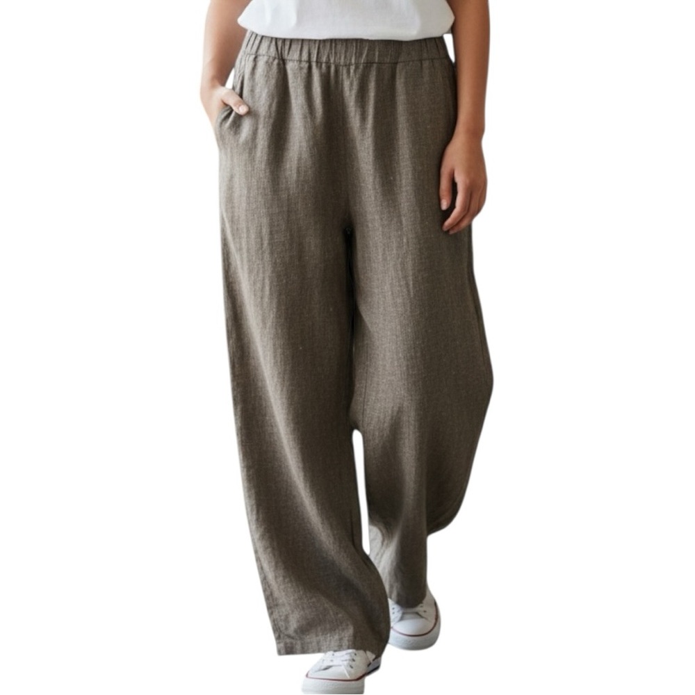 Flax Wide Leg Relaxed Linen Trousers